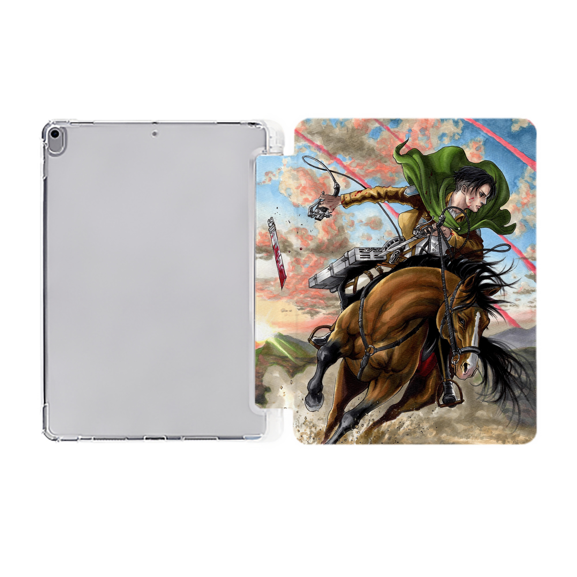 （画像用） 進撃の巨人 Attack on Titan IPad ケース ペン収納付き 三つ折りスタンド PUレザー×シリコン 対応機種9.5/10.5/10.9インチ